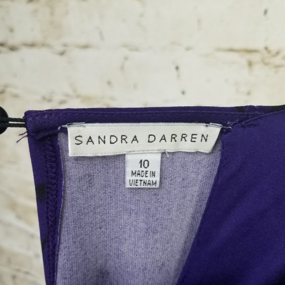 Sandra Darren Shift Dress Purple Floral Draped Mini Formal Party Evening 10 - Picture 5 of 8